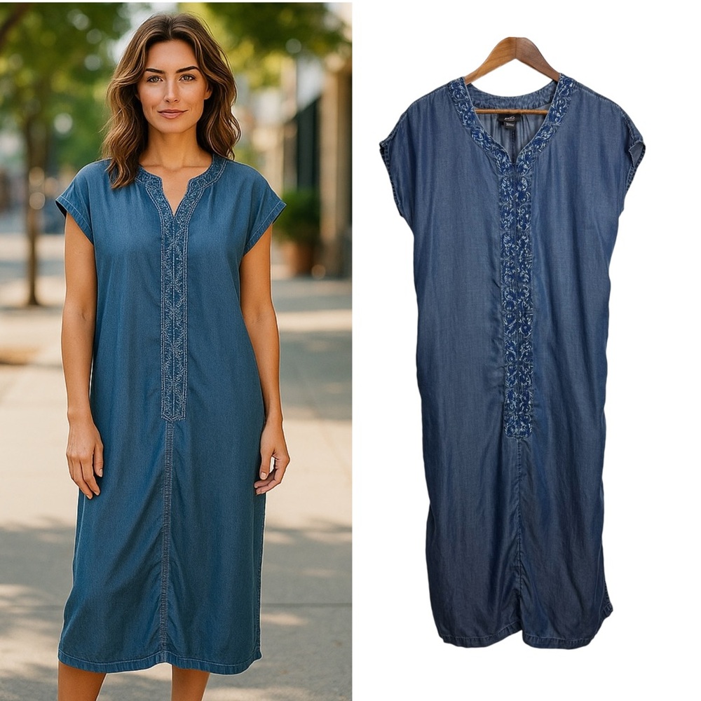 Patio Casuals‎ by Cabernet Blue Denim Midi Dress